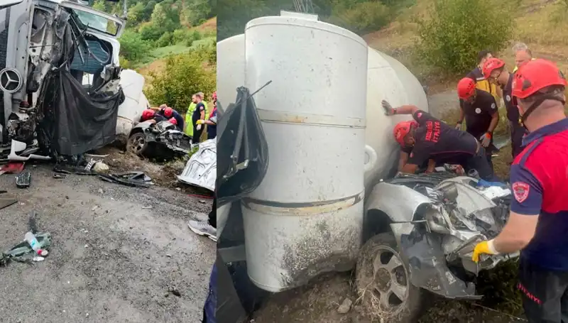 Beton Mikseri Kazası: Otomobilin Üzerine Devrildi, 1 Ölü, 1 Yaralı